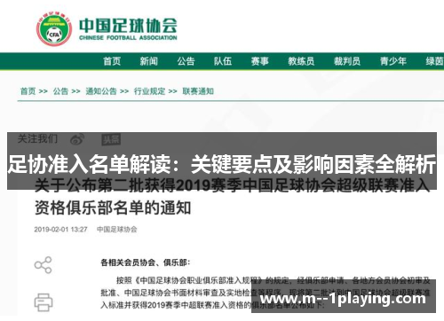 足协准入名单解读：关键要点及影响因素全解析